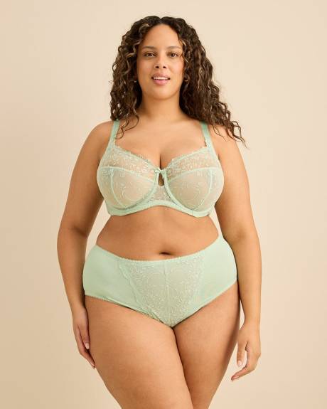 Soutien-gorge en dentelle bleue avec fleurs brod&eacute;es, avec armatures - D&eacute;esse Collection