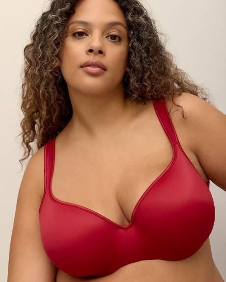 Red Microfibre Underwire T-Shirt Bra with Lace - ti Voglio