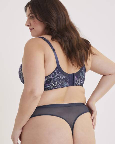 Culotte tanga en mesh, microfibre et dentelle - Déesse Collection