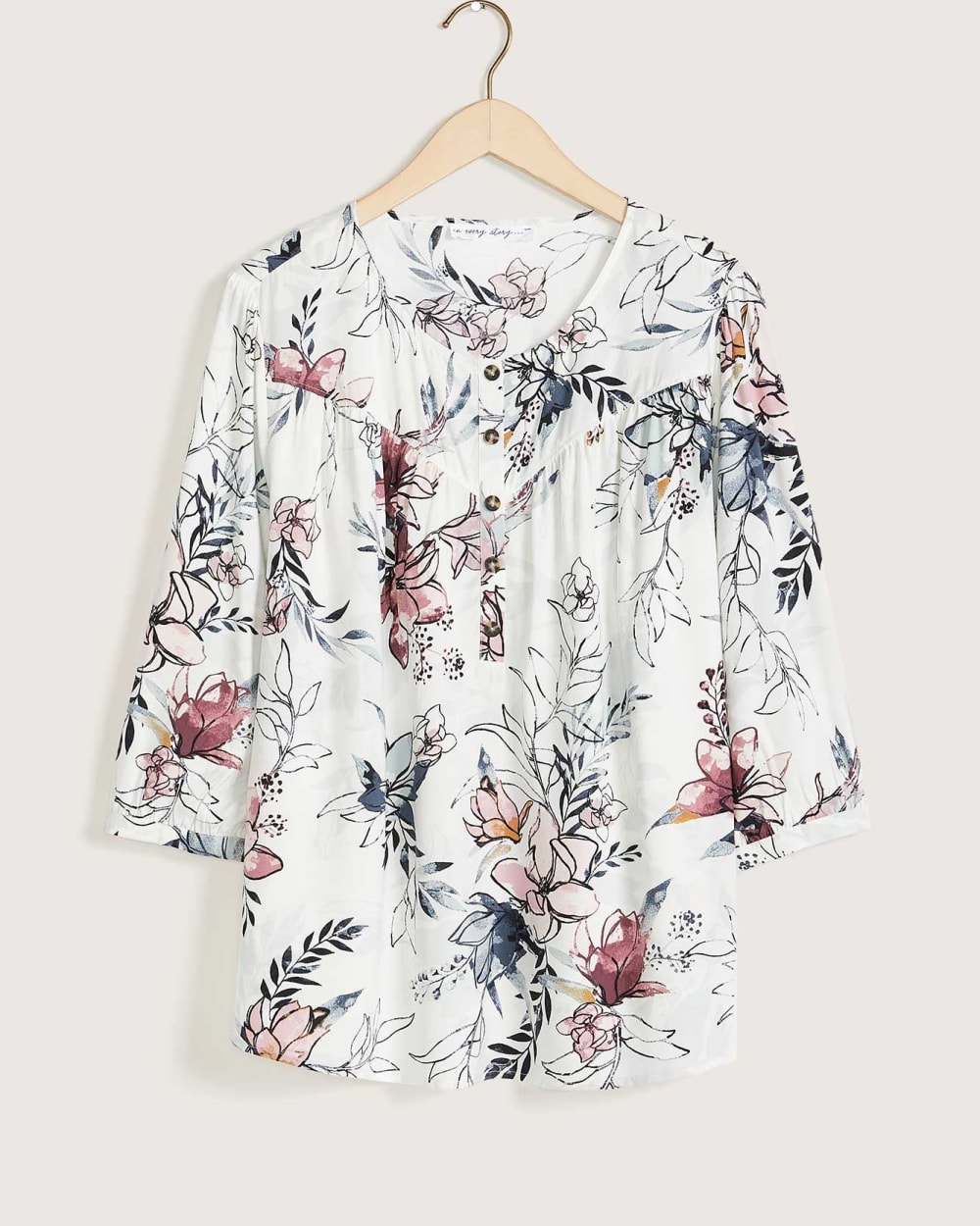 Petite, Peasant Blouse With 3/4 Sleeves - In Every Story