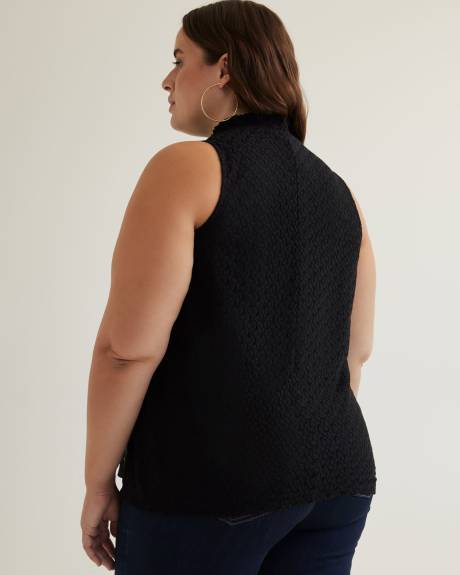 Haut sans manches en dentelle avec col montant