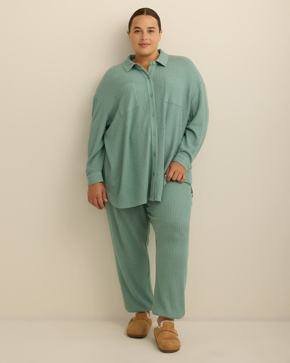 Veste de pyjama boutonnée en tricot gaufré - ti Voglio Veste de pyjama boutonnée en tricot gaufré - ti Voglio