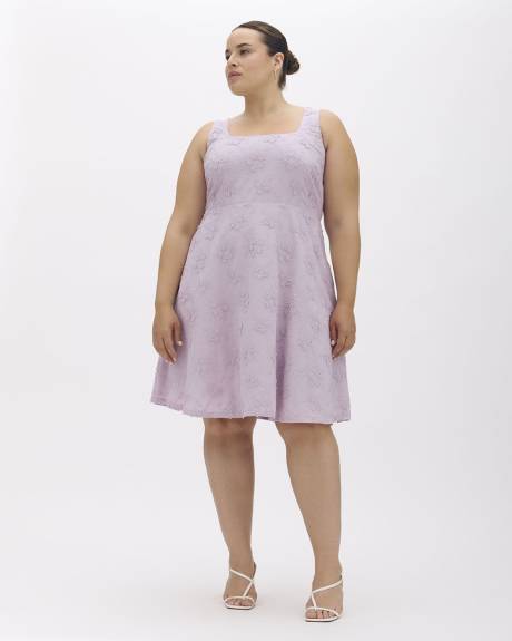 Robe mi-longue brodée, coupe évasée - Addition Elle