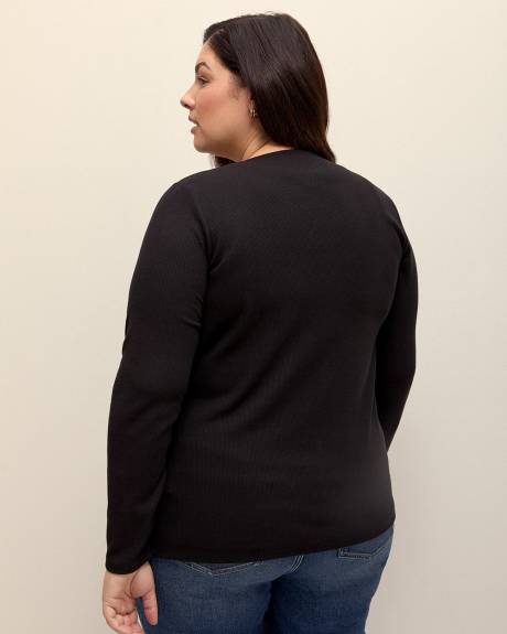 Ribbed Knit V-Neck Cardigan