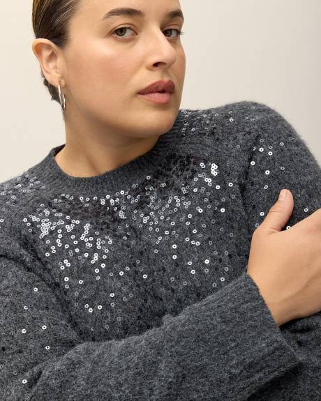 Pull à col rond en tricot à paillettes
