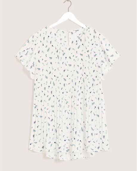 Responsible, Printed Short-Sleeve Pleated Blouse