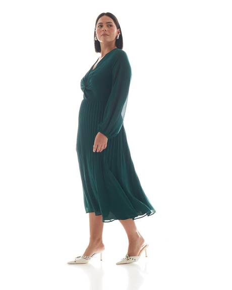 Robe plissée avec noeud torsadé, tissu responsable - Addition Elle