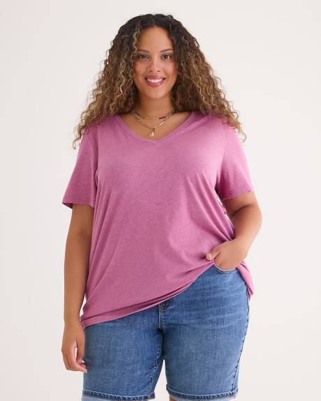 T-shirt avec col en V, coupe boyfriend - Essentiels PENN.