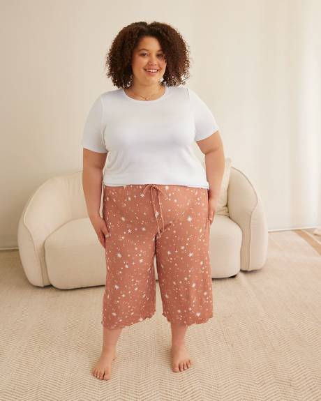 Pantalon pyjama capri côtelé à imprimé d'étoiles - ti Voglio