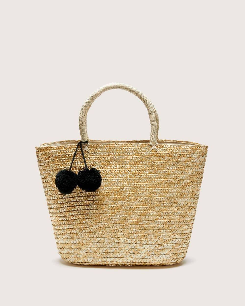 Straw Tote Bag with Pompoms | Penningtons