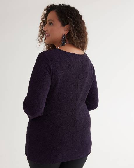 Black Twisted V-Neck Knit Top