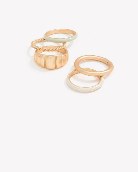 Assorted Matte Gold Rings, Set of 5