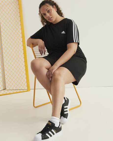 Black Cotton Boyfriend T-Shirt Dress - adidas