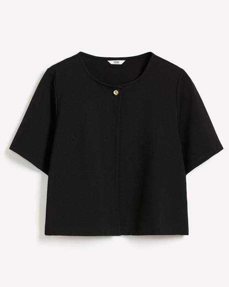 Black Knit Bolero with Button Detail