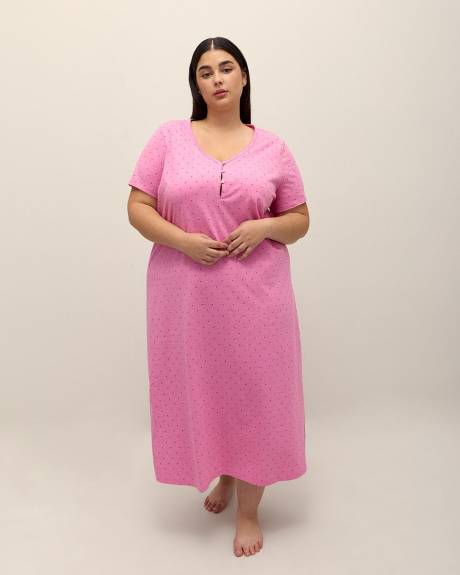 Heather Knit Short-Sleeve Long Sleepshirt - ti Voglio