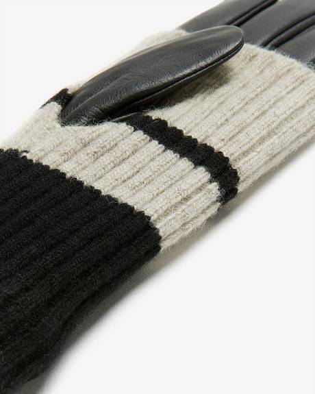 Gants en cuir noir avec épaisseur en laine
