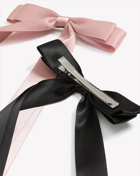 Bow Ribbon Hair Barrettes, Set of 2