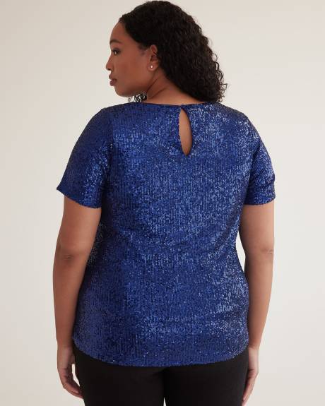 Short-Sleeve Sequins Swing Top