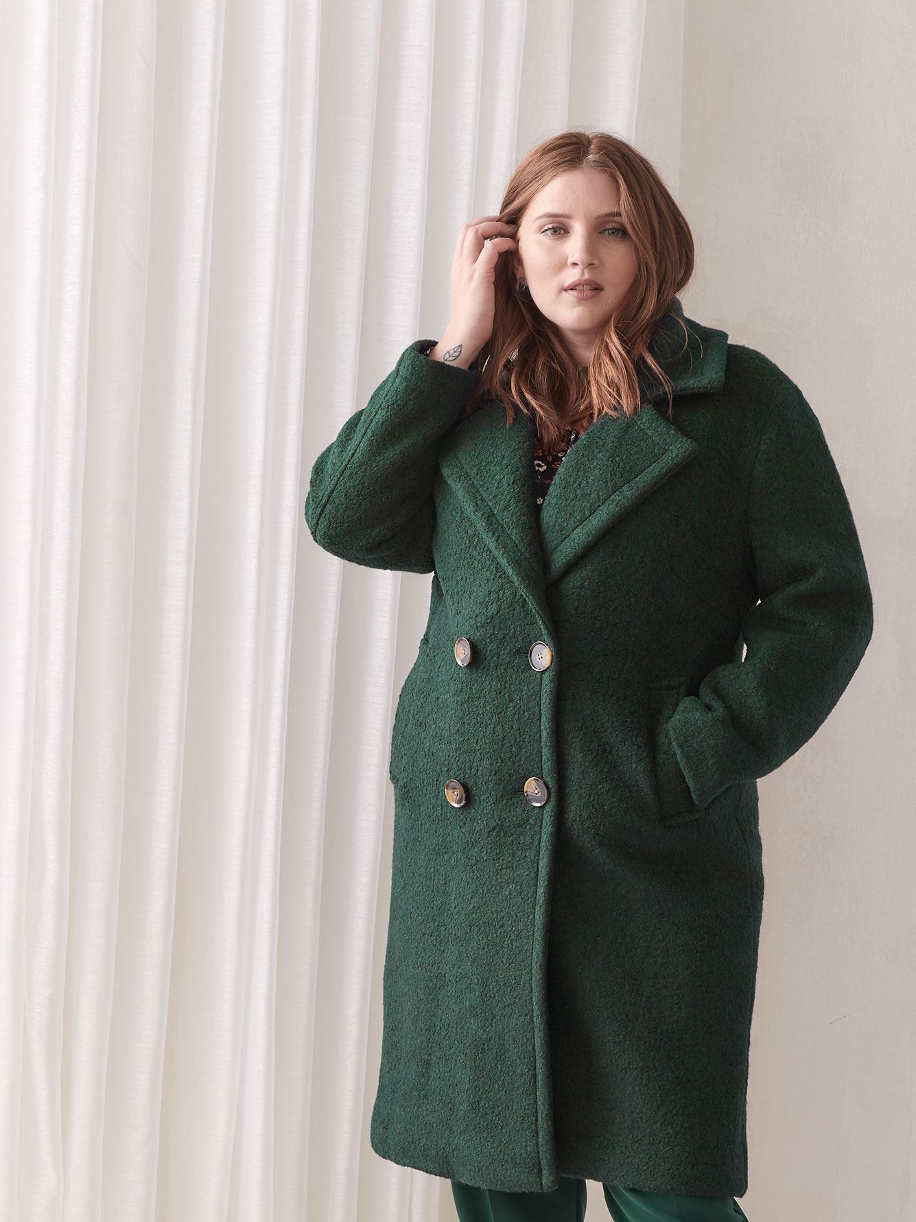 Double Breasted Wool Coat - Addition Elle | Penningtons