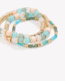 Beaded Elastic Bracelets, Set of 3