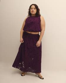 Embroidered Cotton Full Skirt - Addition Elle