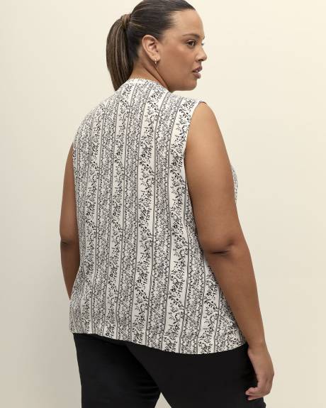 Blouse sans manches plissée à col mandarin, tissu responsable