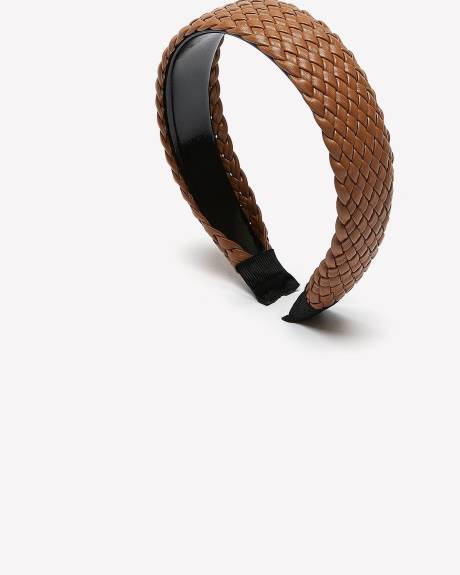 Cognac Faux Leather Braided Headband