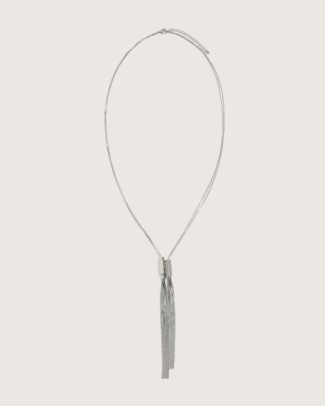 Long Tassel Necklace with Fancy Crystal Barrel