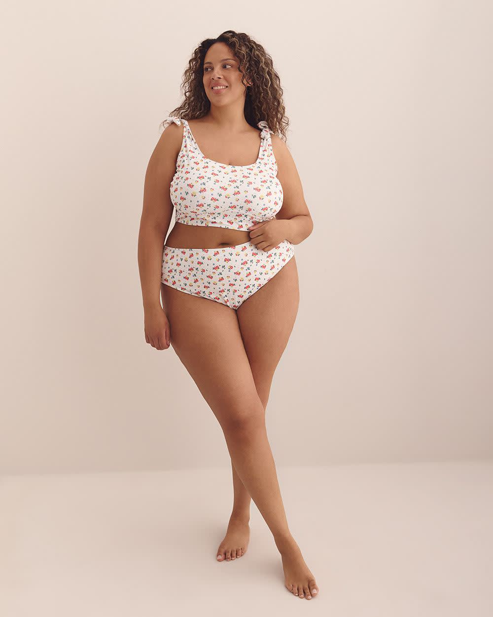 White Floral Silvia High-Waisted Bikini Brief - Nana The brand