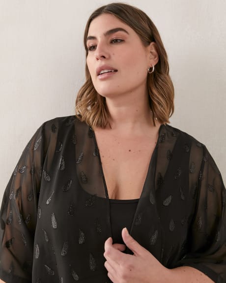 Jacquard Overpiece Kimono With Lurex - In Every Story