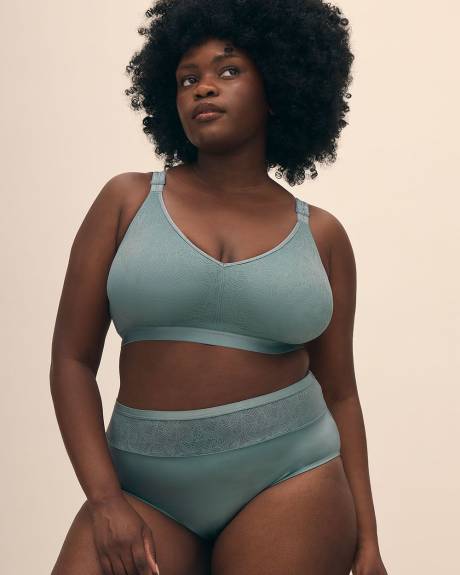 Blue Satin Full Brief with Lace Band - ti Voglio