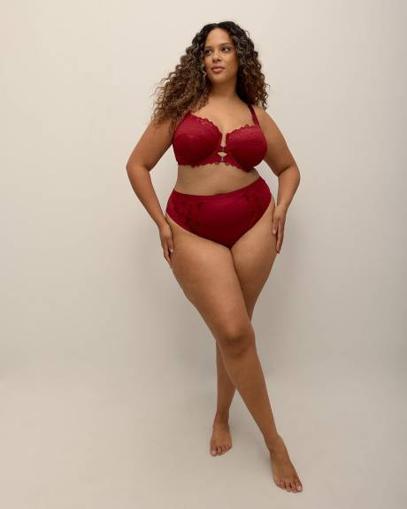 Red Thong with Velvet Lace - Déesse Collection