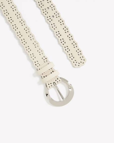 Scalloped Perforated Denim Belt