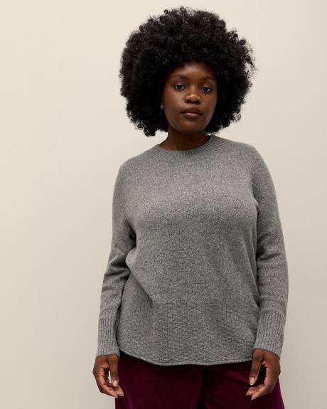 Pull à col rond avec fil métallique et mailles de fantaisie à l'ourlet