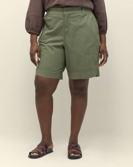 Cotton Bermuda with Ribbed Waistband