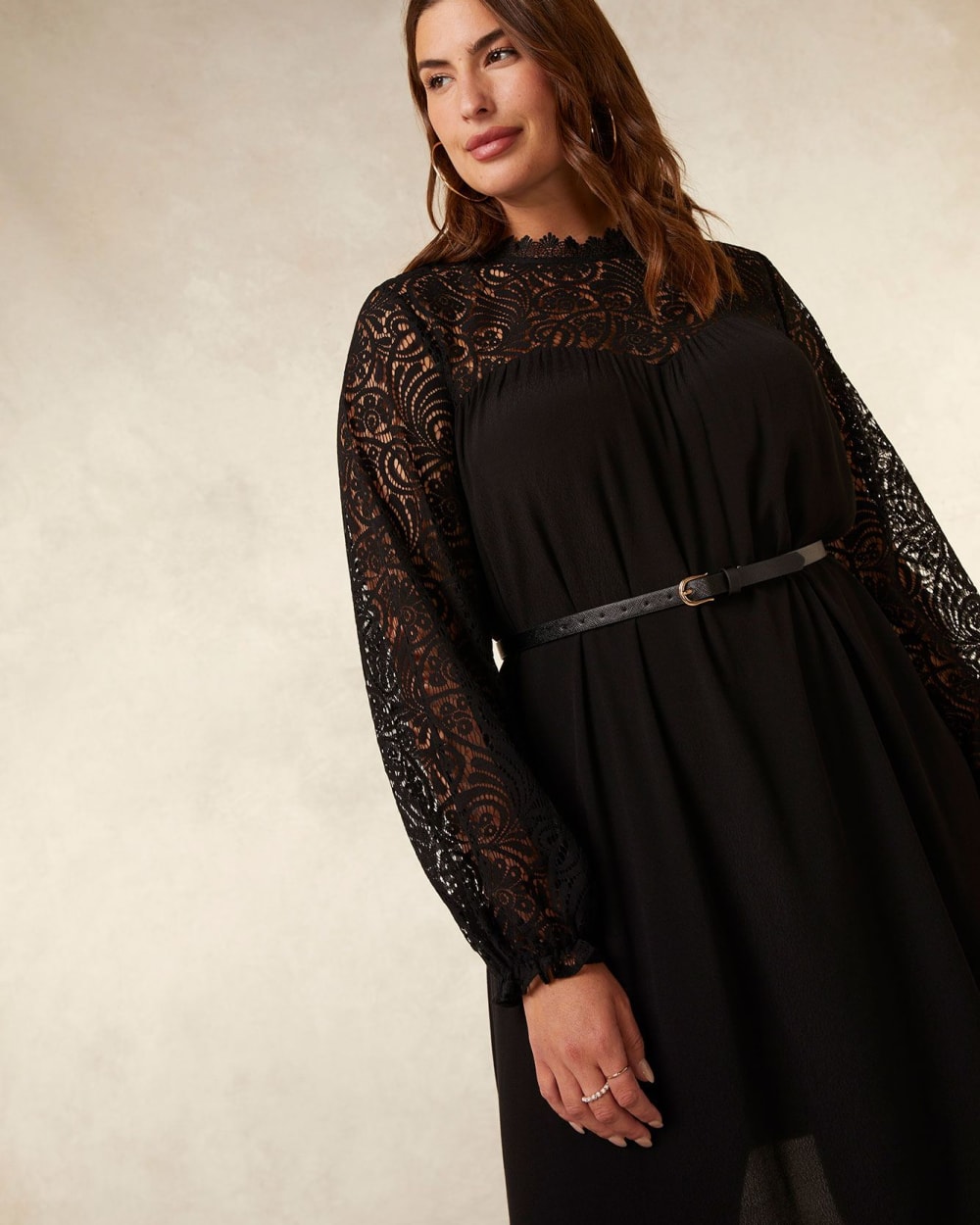 Black Dress with Lace Bustline - Addition Elle | Penningtons