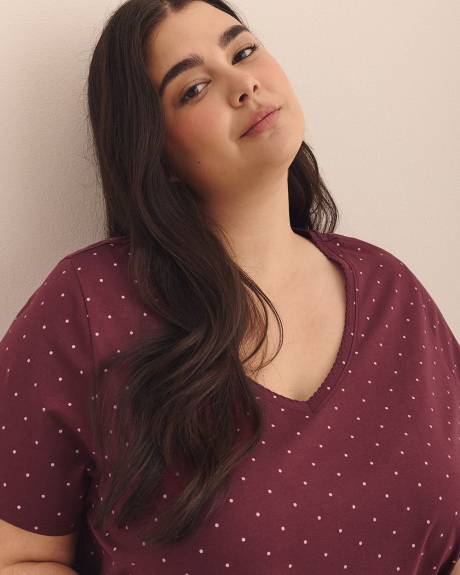 Long Dotted Short-Sleeve Sleepshirt - ti Voglio