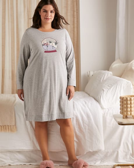 Long-Sleeve Sleepshirt In Heather Jersey - tiVOGLIO