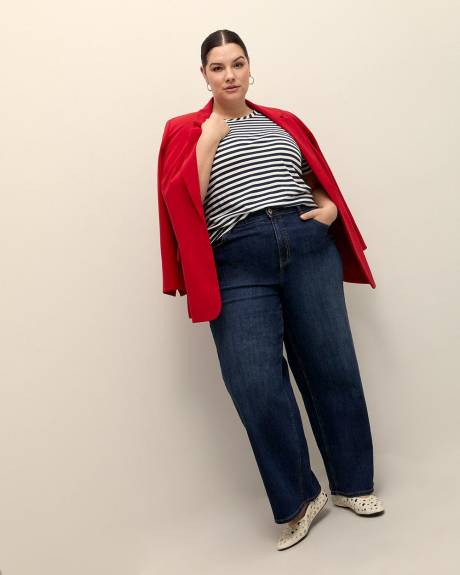 T-shirt bleu rayé, coupe boyfriend - Essentiels PENN.