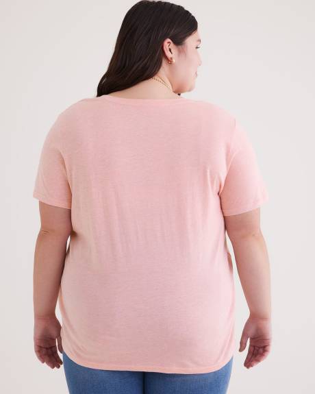 T-shirt à manches courtes et col en V, coupe boyfriend