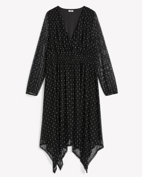 Robe longue cache-coeur en maille avec ourlet asymétrique