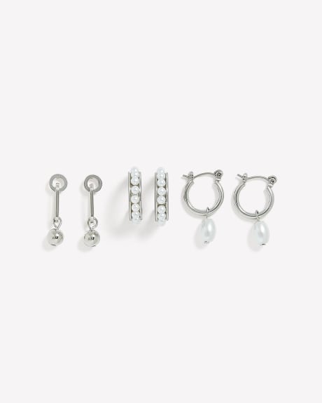 Assorted Earrings with Pearls, Set of 3