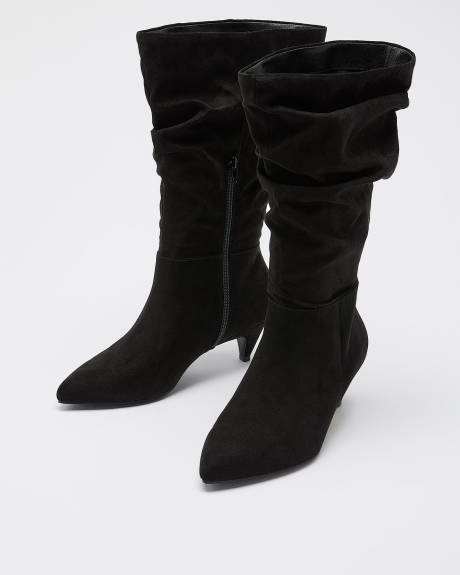 Extra Wide Width, Slouchy Suede Kitten-Heel Boot