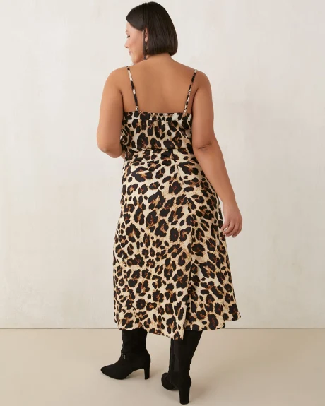Printed Satin Pull-On Midi Skirt - Addition Elle