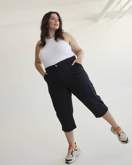 Pantalon capri avec bande de taille côtelée