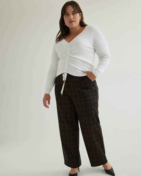 Plaid Essential Ponte de Roma Wide-Leg Pant