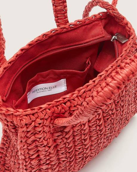 Petit sac à main en paille rouge - Addition Elle