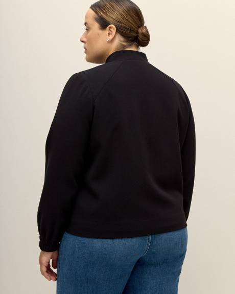Cropped Black Bomber Jacket - Addition Elle