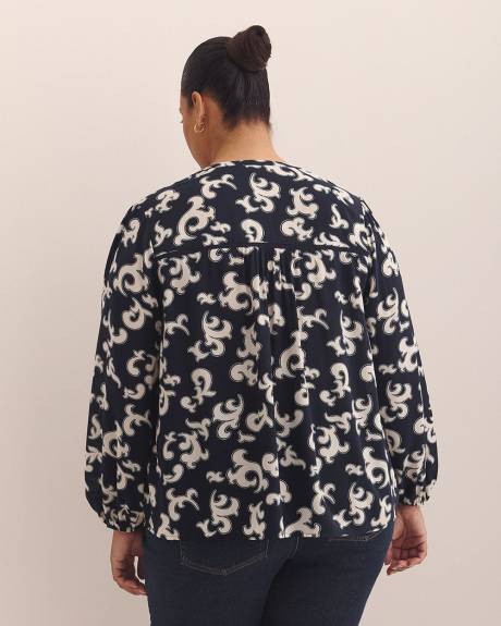 Blouse à manches longues bouffantes, tissu responsable