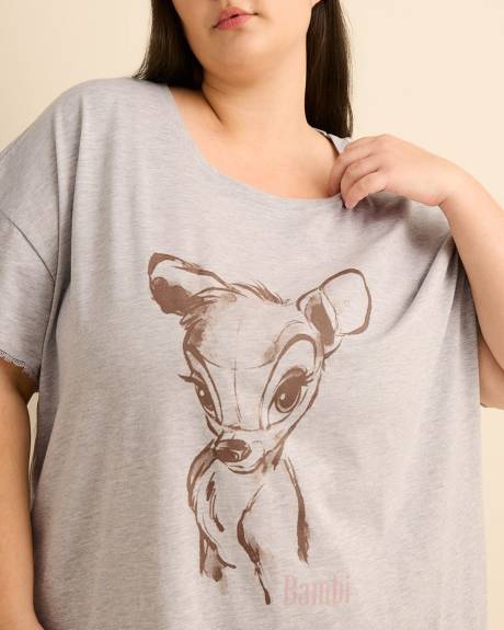 Heather Gray Bambi Short-Sleeve Sleepshirt with Lace Trim - ti Voglio